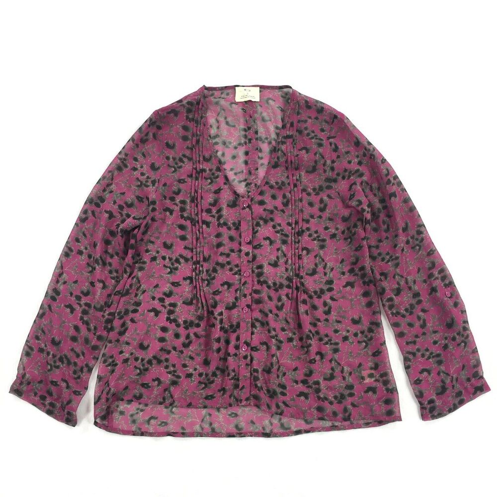 Pins and Needles Cheetah Print Chiffon Blouse Size Small Womens Pink Gray Black